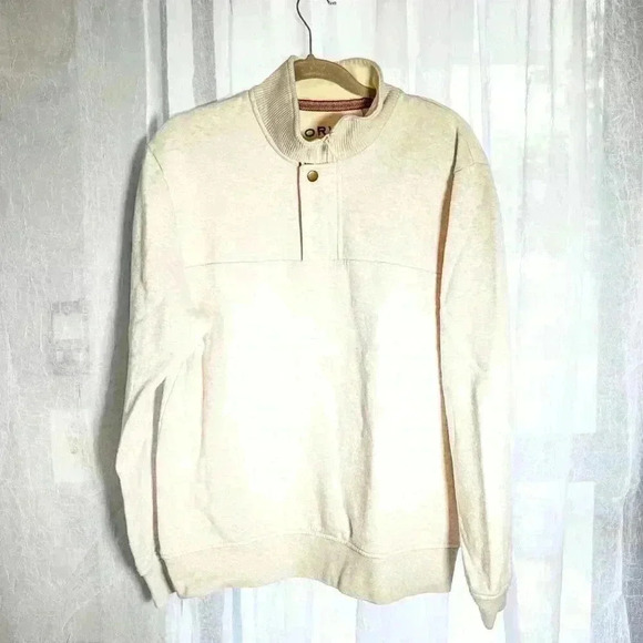 Orvis  Men's Size M long sleeve white 1/4 zip mock neck sweatshirt embroidered - Picture 4 of 13
